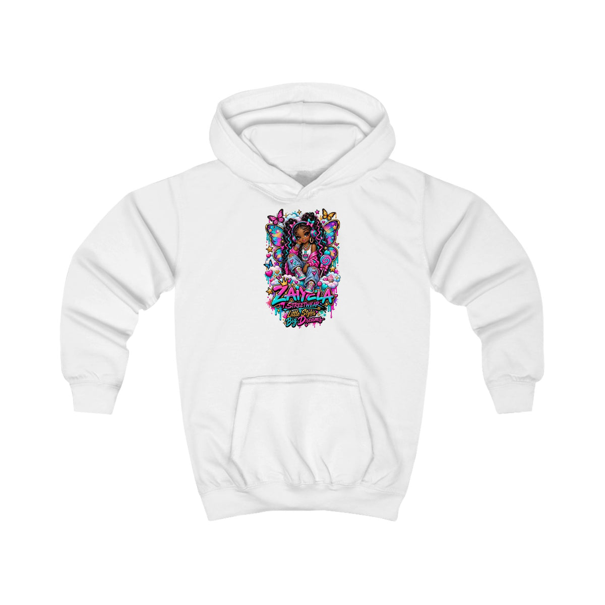 Kids Hoodie - Zayvella Streetwear Colorful Crown Logo Sweatshirt Butterfly