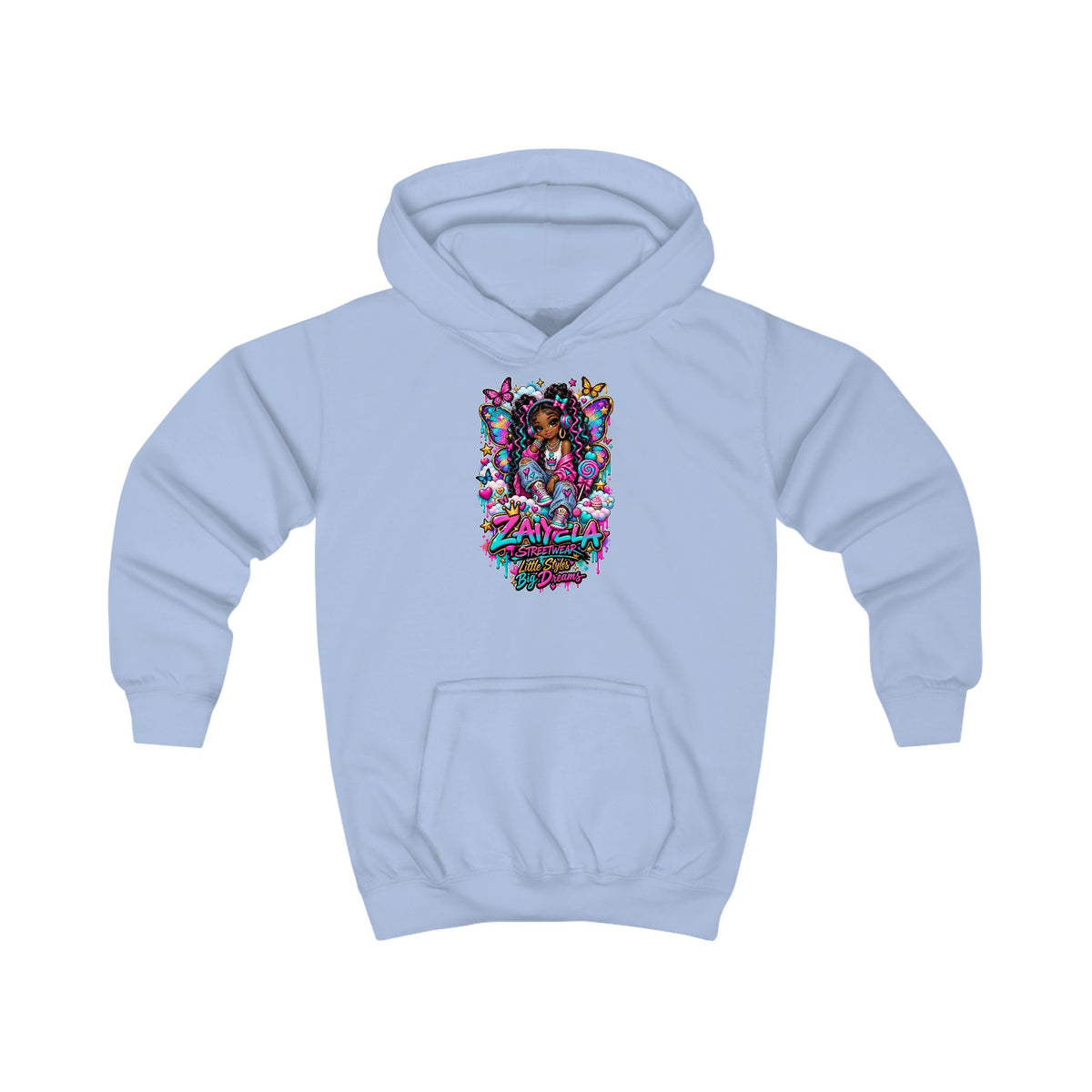 Kids Hoodie - Zayvella Streetwear Colorful Crown Logo Sweatshirt Butterfly