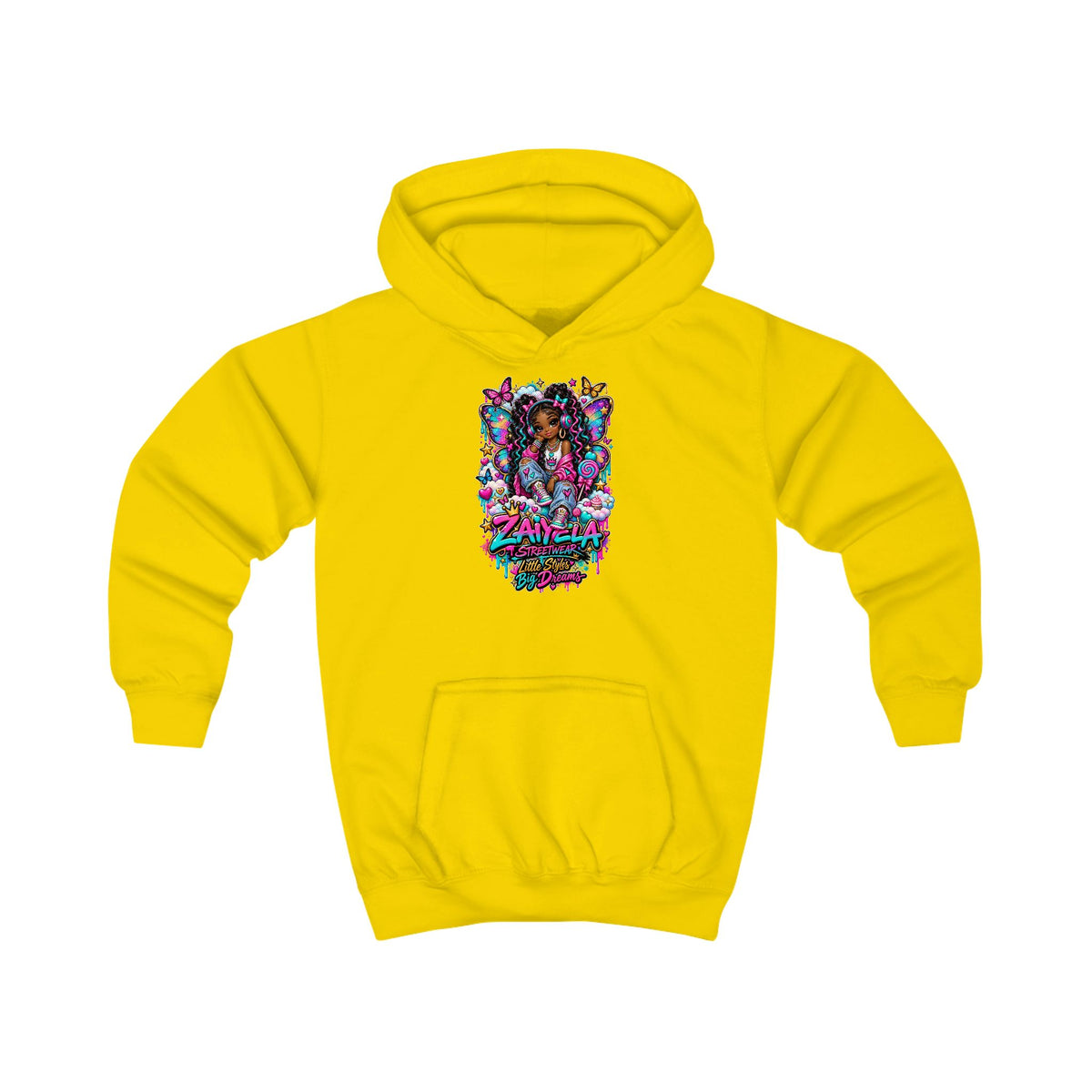 Kids Hoodie - Zayvella Streetwear Colorful Crown Logo Sweatshirt Butterfly