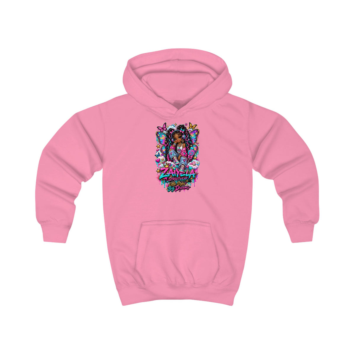 Kids Hoodie - Zayvella Streetwear Colorful Crown Logo Sweatshirt Butterfly