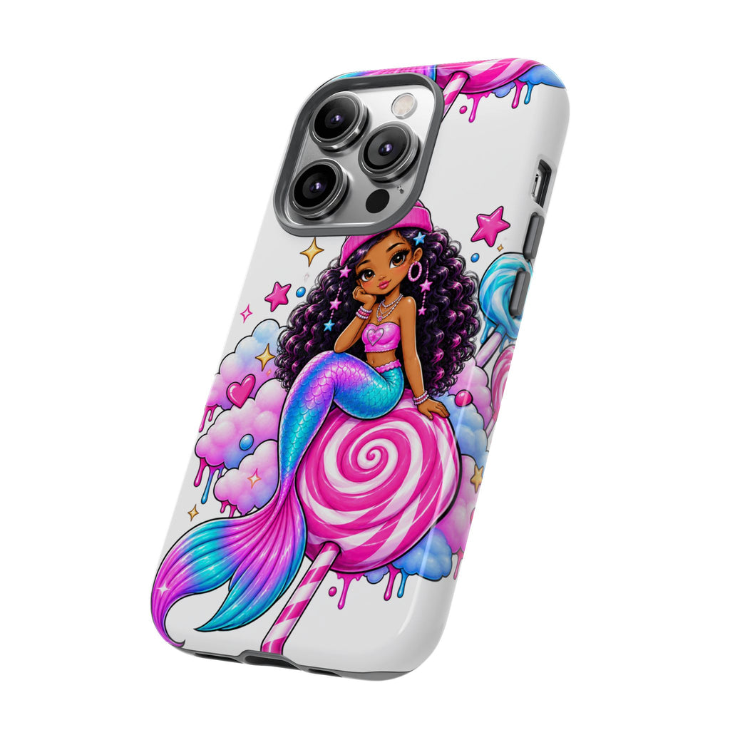 Cute Mermaid Candy Phone Case  Pink Lollipop Fantasy Tough Case