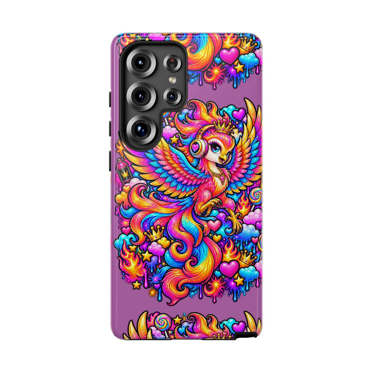 Phone Case — Vibrant Rainbow Phoenix with Headphones