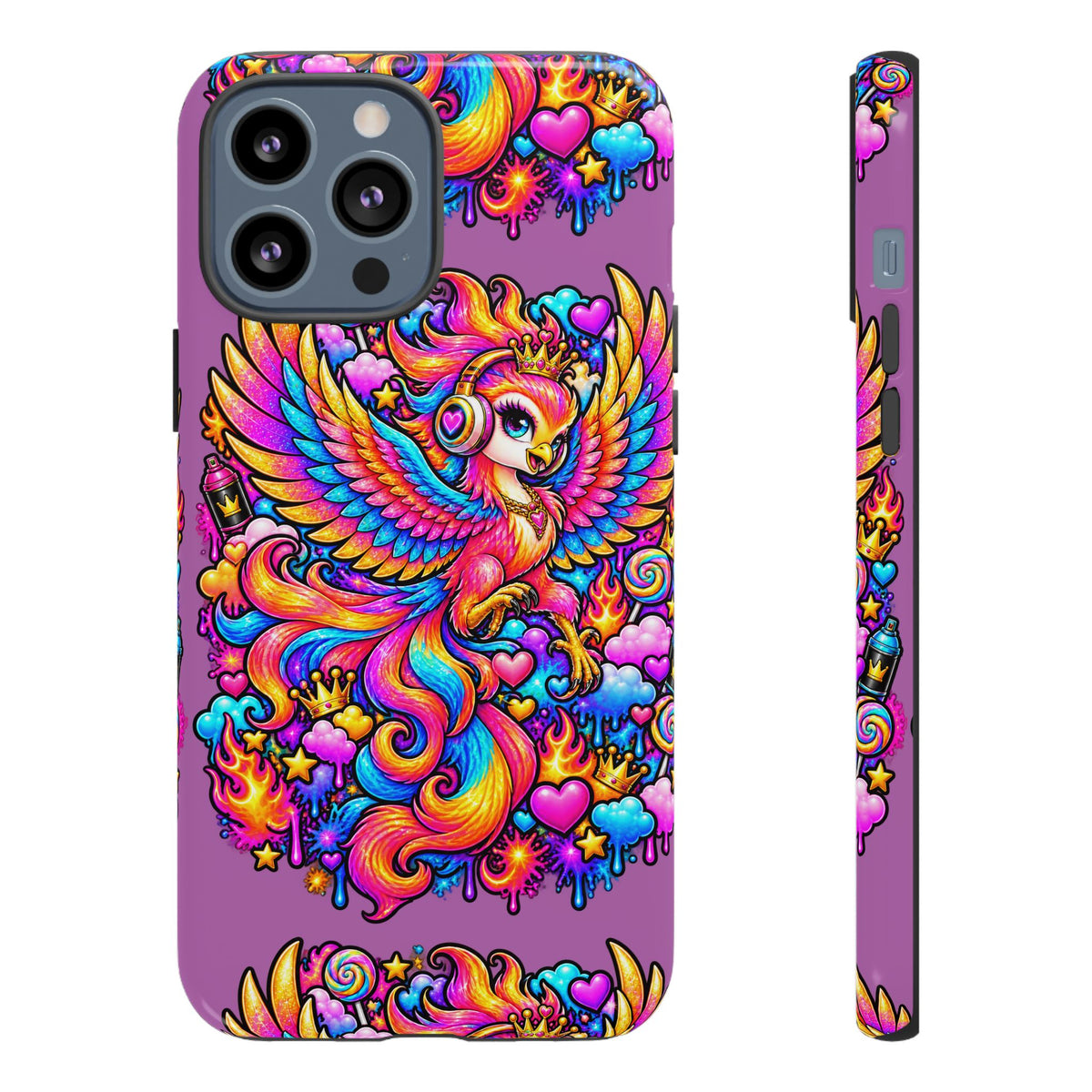 Phone Case — Vibrant Rainbow Phoenix with Headphones