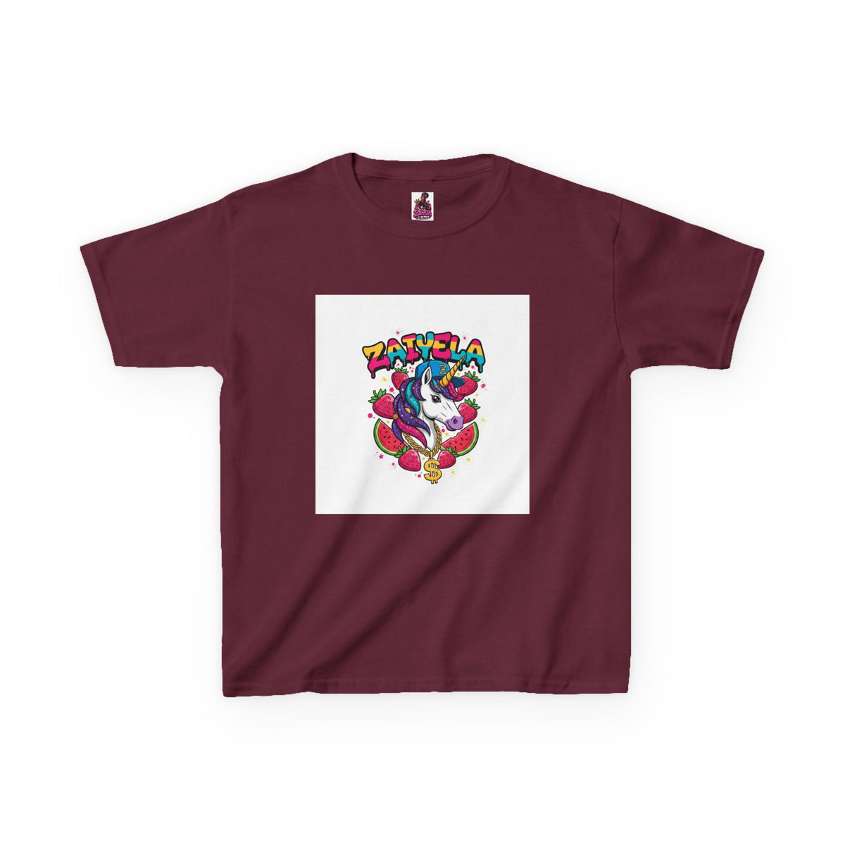 Kids Unicorn Graphic Tee Colorful Zaiyela Rainbow Design