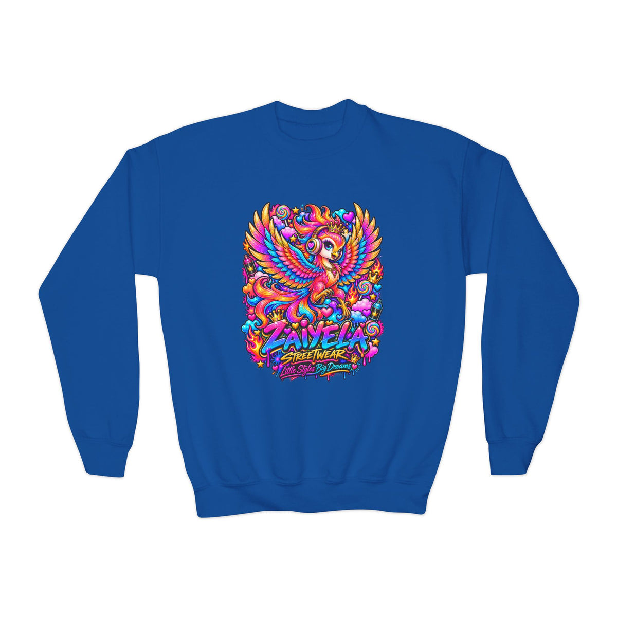 Youth Crewneck Sweatshirt — Colorful  Phoenix Graphic
