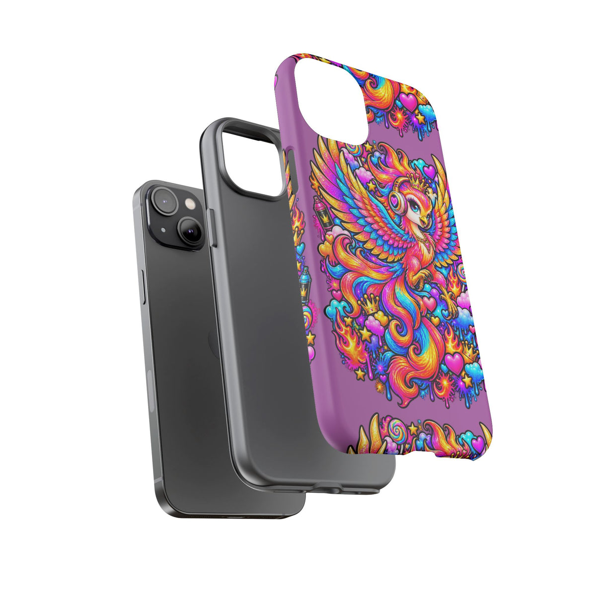Phone Case — Vibrant Rainbow Phoenix with Headphones