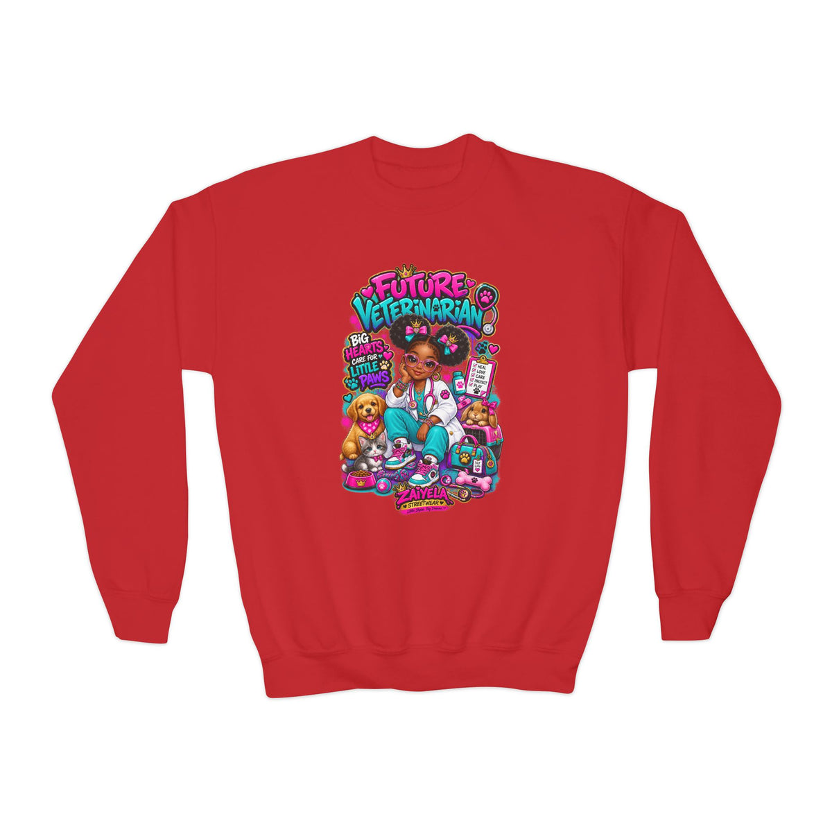 Youth Crewneck Sweatshirt Future Veterinarian Cute Veterinary Kid Graphic