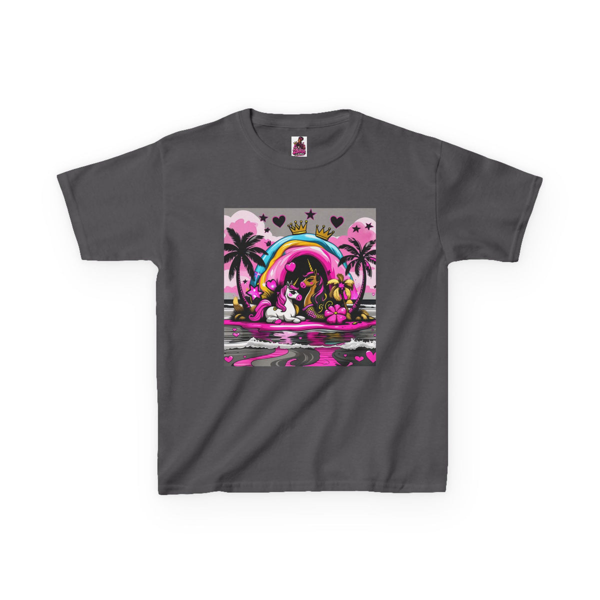 Kids Unicorn Rainbow Tee  Cute Pink Fantasy Graphic T-Shirt for Girls