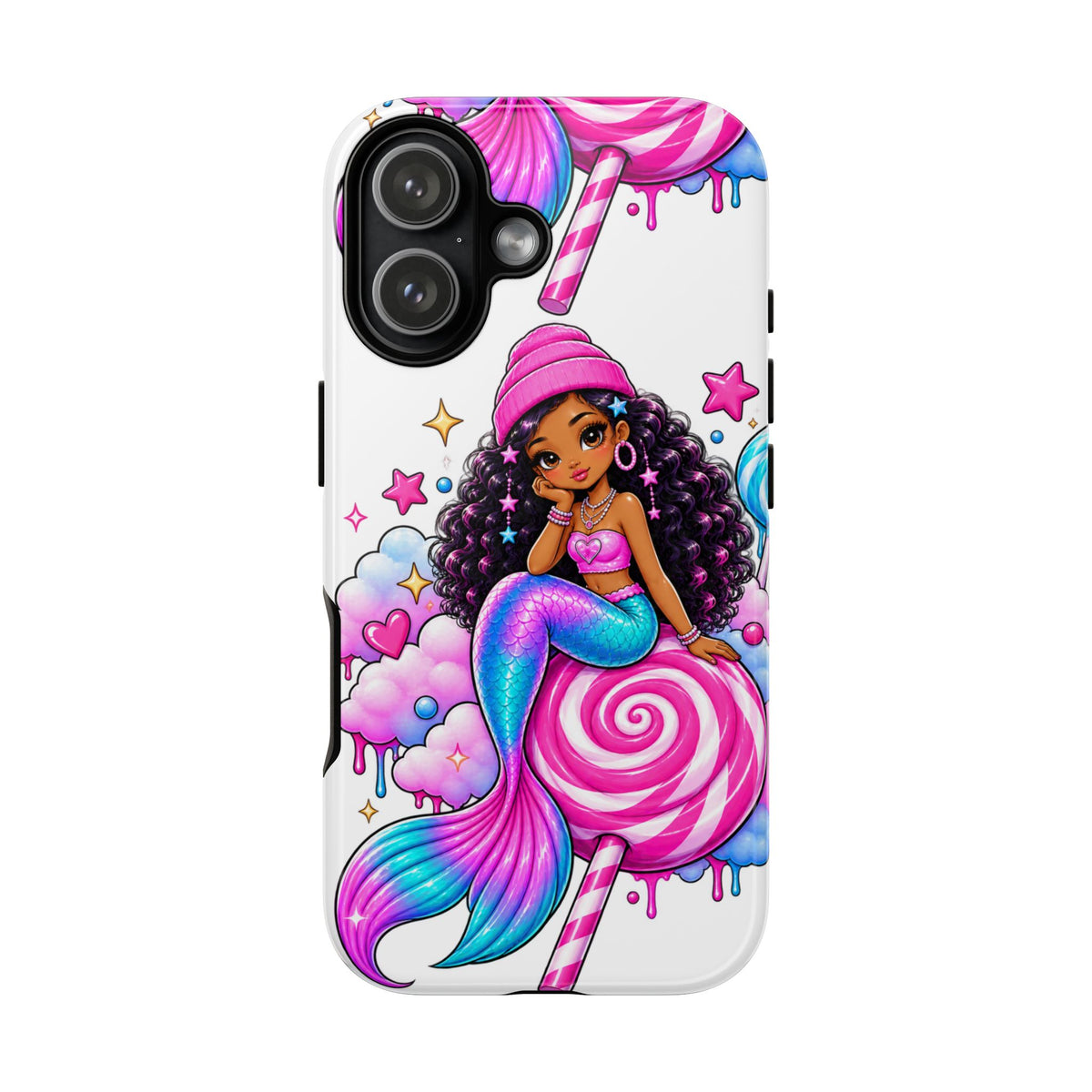Cute Mermaid Candy Phone Case  Pink Lollipop Fantasy Tough Case