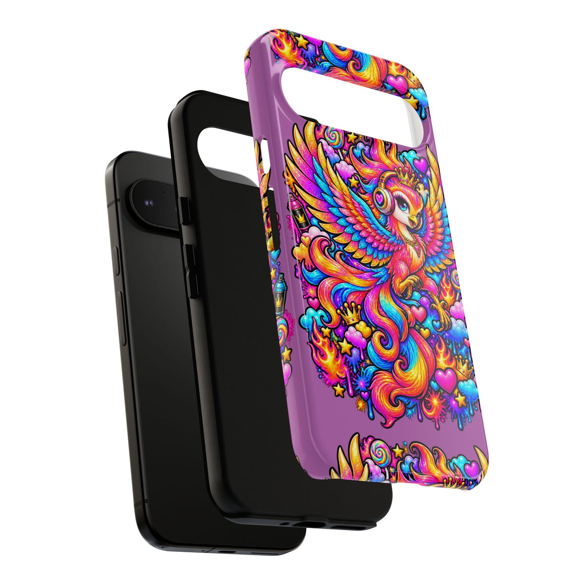 Phone Case — Vibrant Rainbow Phoenix with Headphones