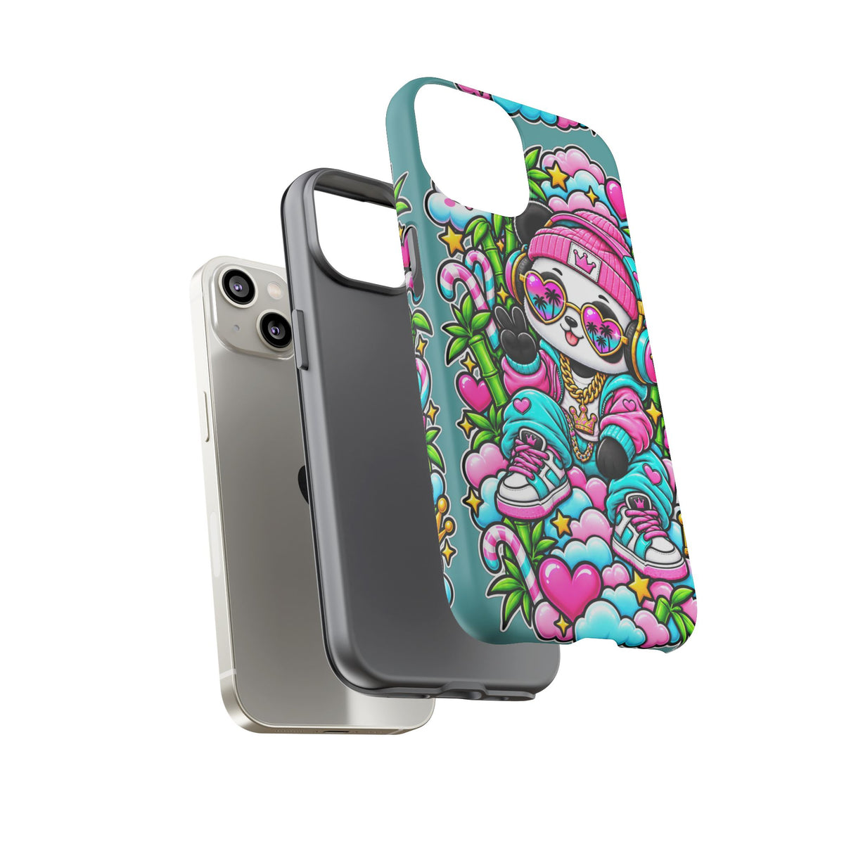 Cute Panda Phone Case Glam Panda Tropical Design
