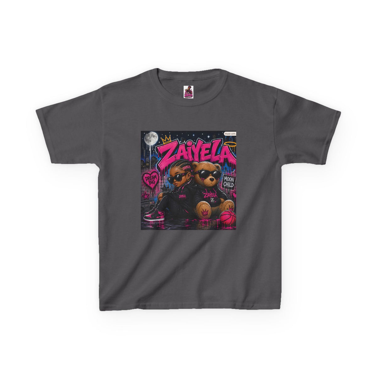 Kids Tee — "Zayiela" Cute Bear Cartoon Graphic Shirt