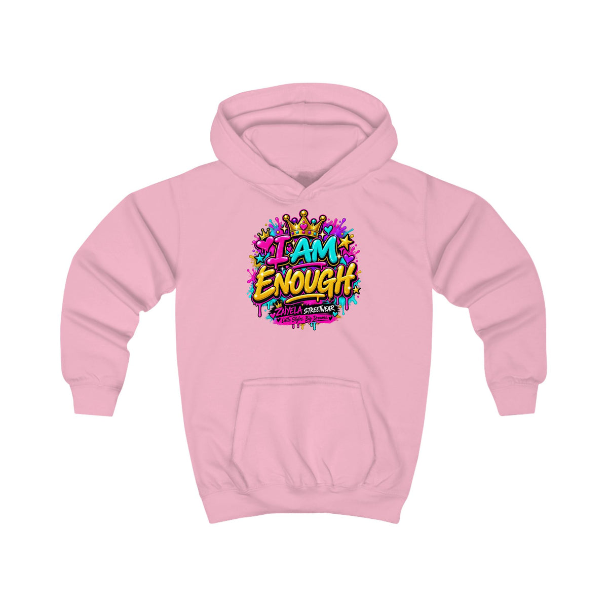 Kids Hoodie I Am Enough Colorful Streetwear Pullover