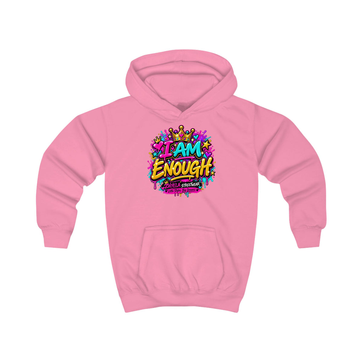 Kids Hoodie I Am Enough Colorful Streetwear Pullover