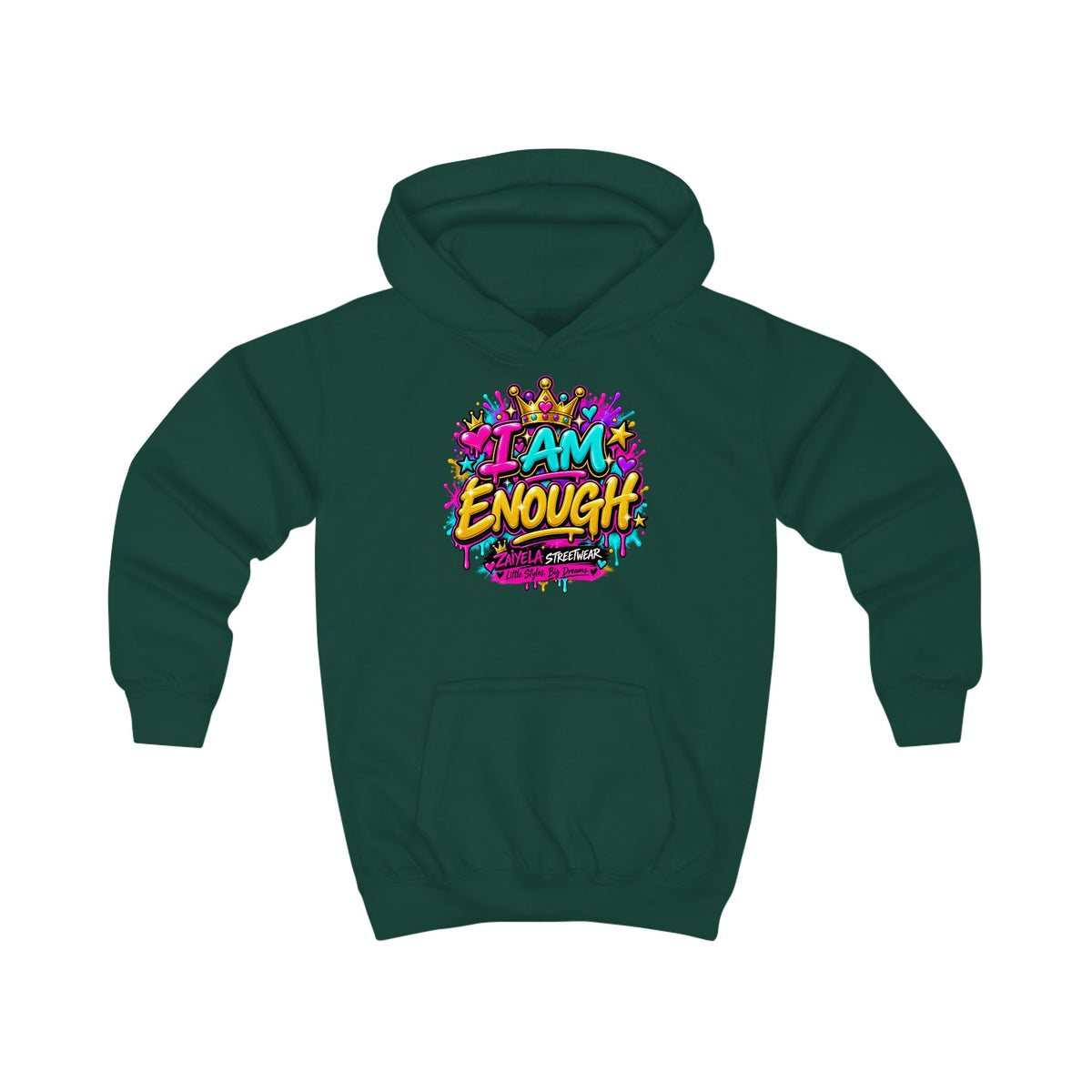 Kids Hoodie I Am Enough Colorful Streetwear Pullover