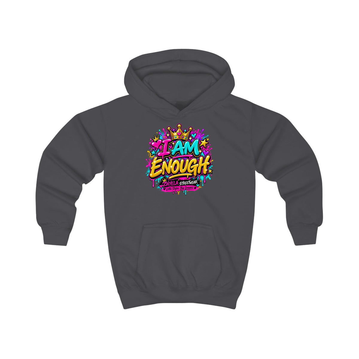 Kids Hoodie I Am Enough Colorful Streetwear Pullover