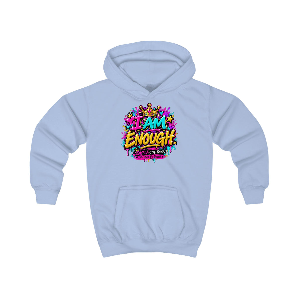 Kids Hoodie I Am Enough Colorful Streetwear Pullover