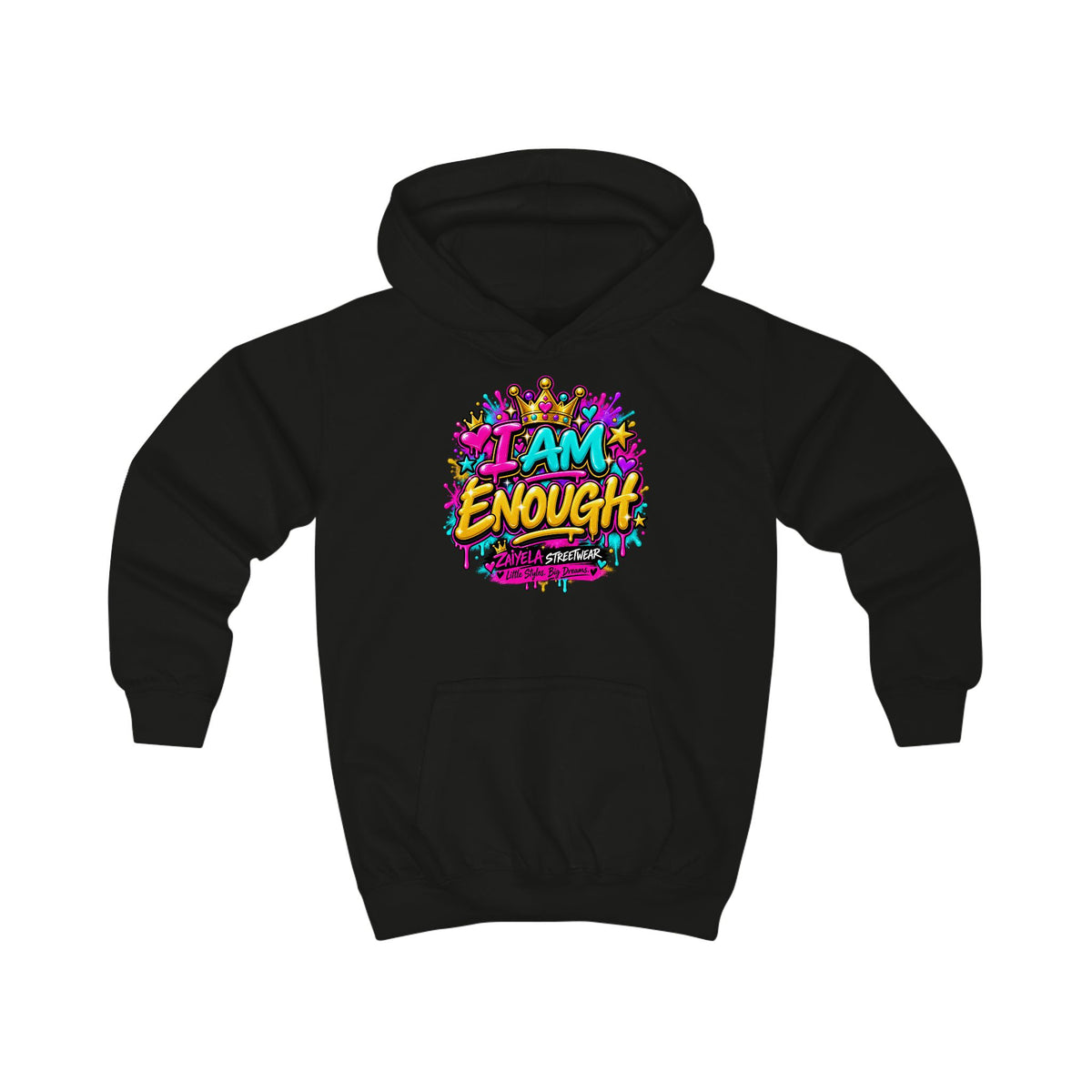 Kids Hoodie I Am Enough Colorful Streetwear Pullover