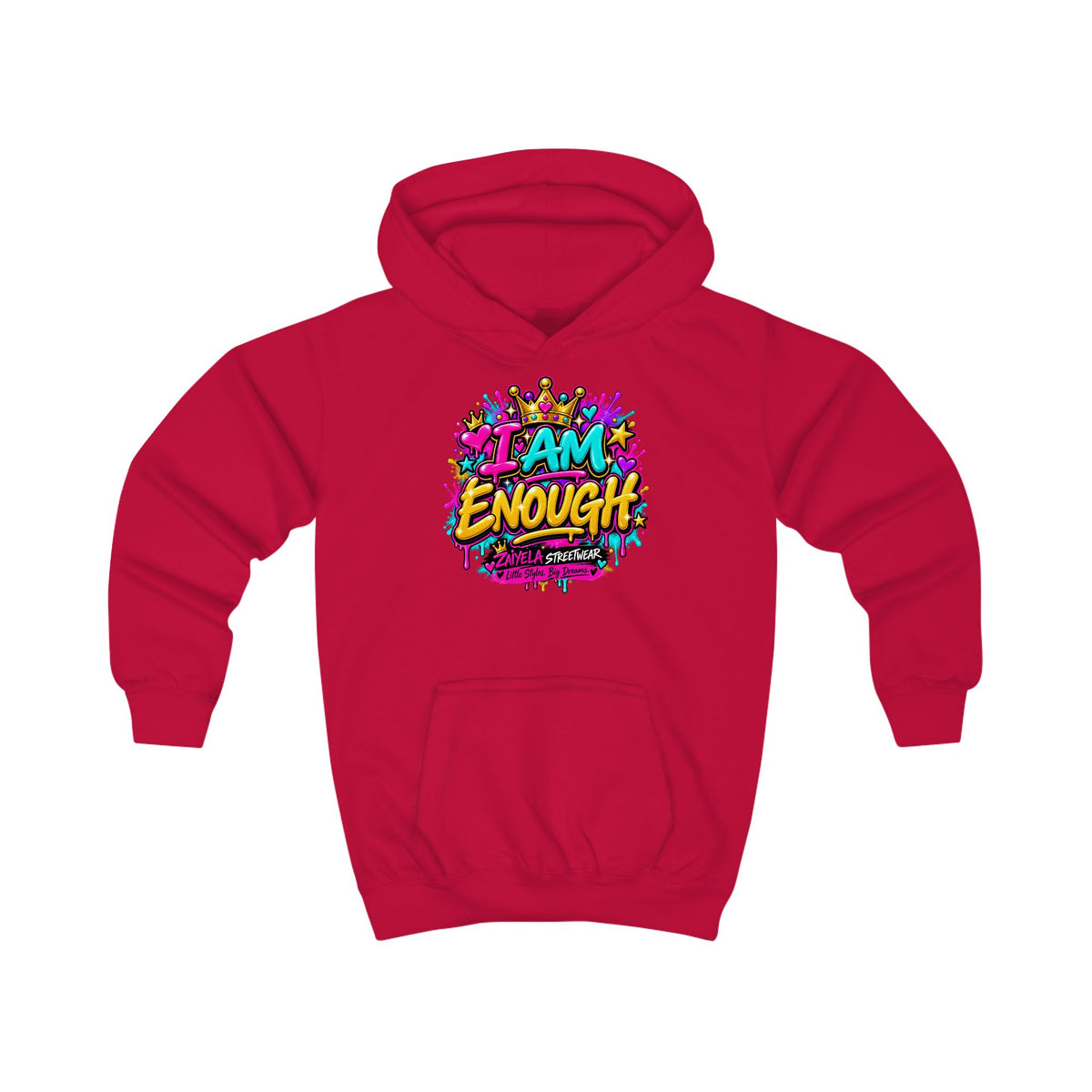 Kids Hoodie I Am Enough Colorful Streetwear Pullover