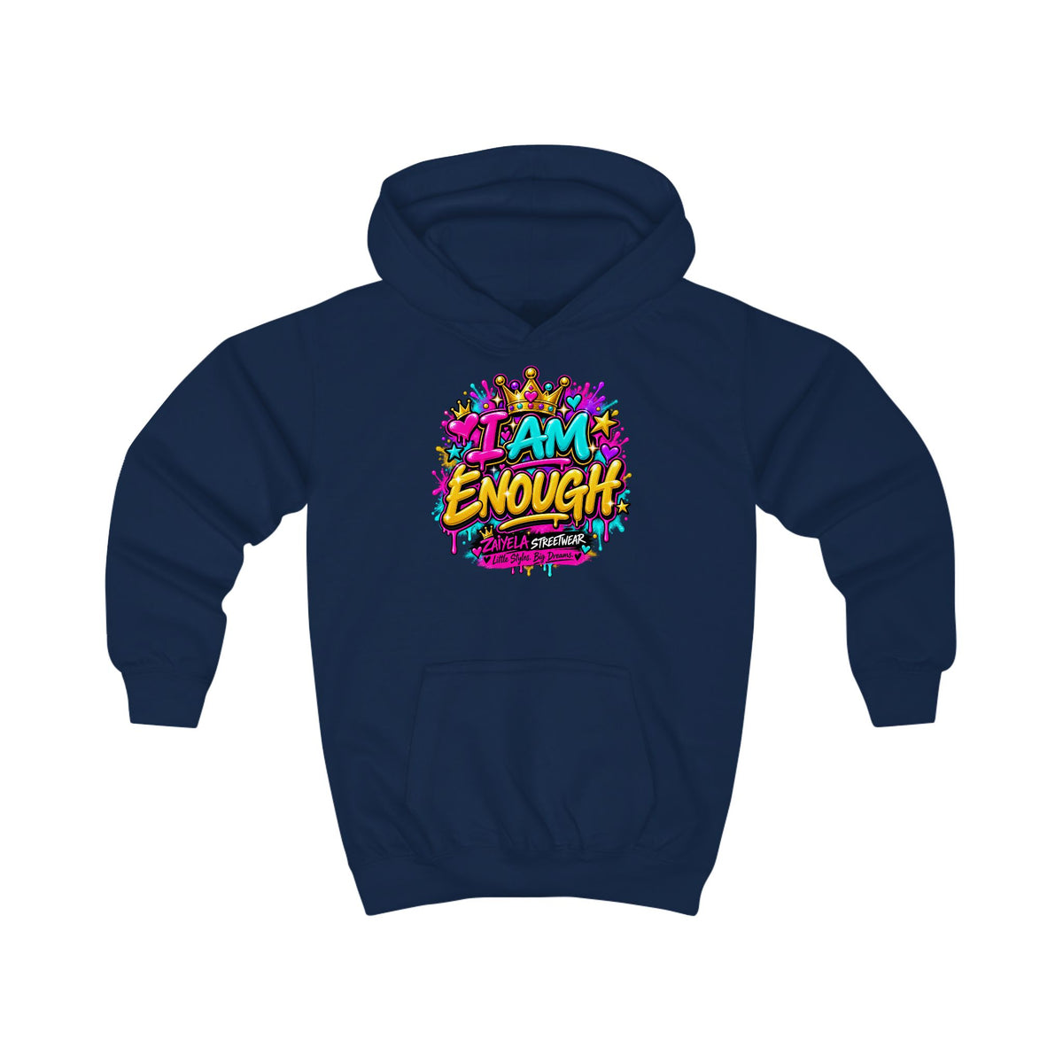 Kids Hoodie I Am Enough Colorful Streetwear Pullover