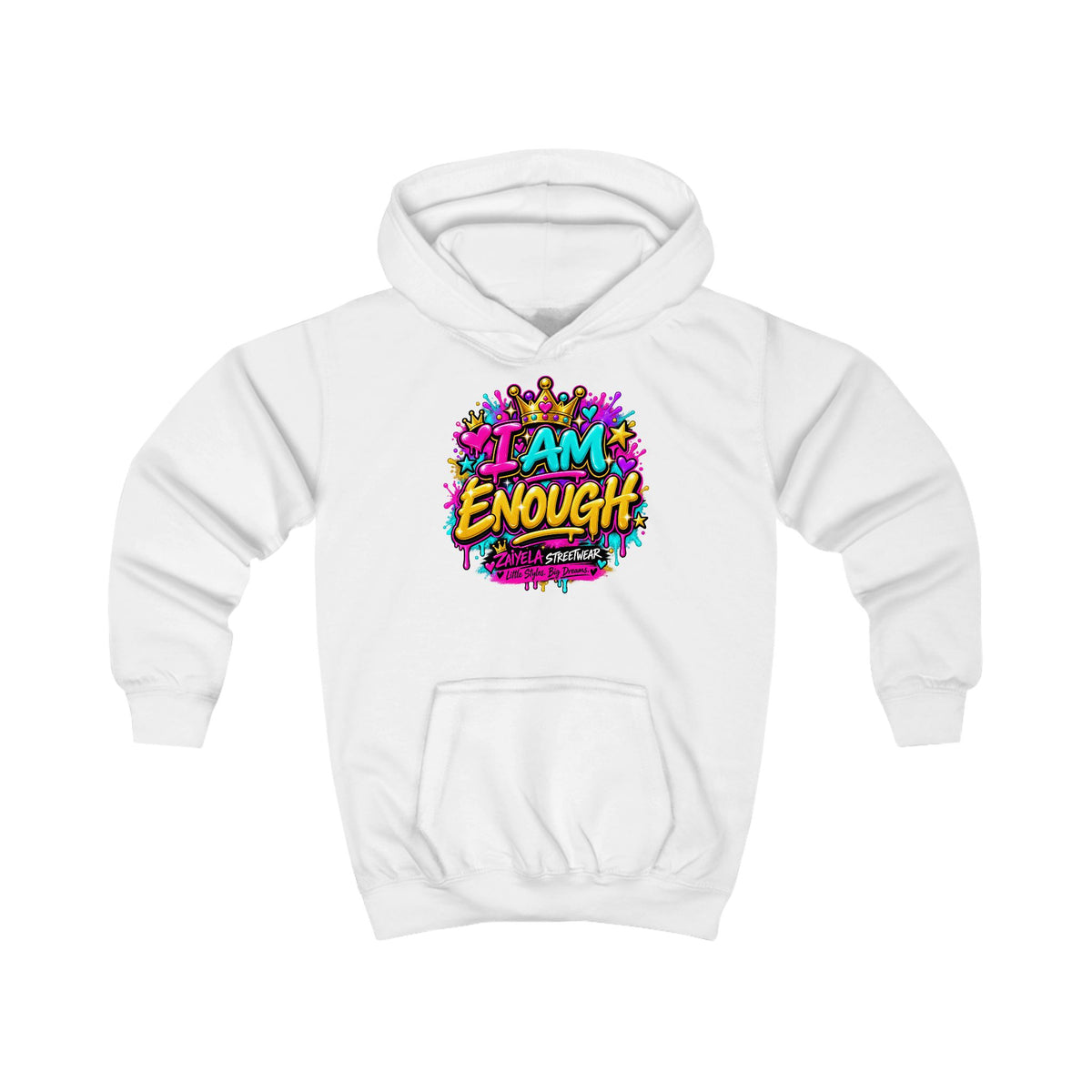 Kids Hoodie I Am Enough Colorful Streetwear Pullover