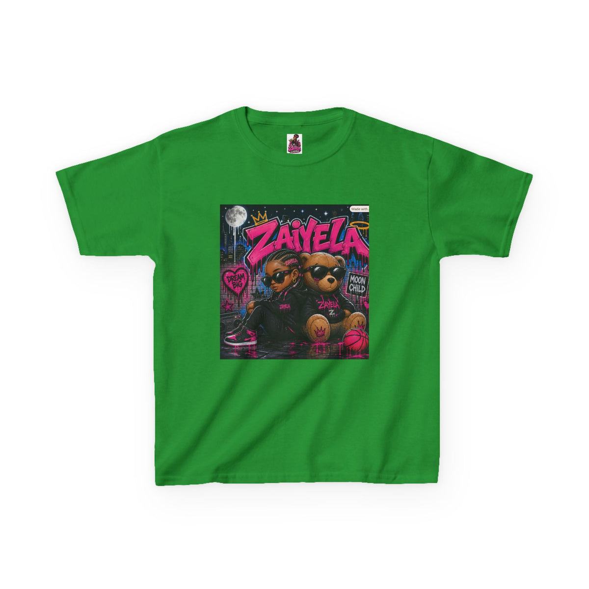 Kids Tee — "Zayiela" Cute Bear Cartoon Graphic Shirt