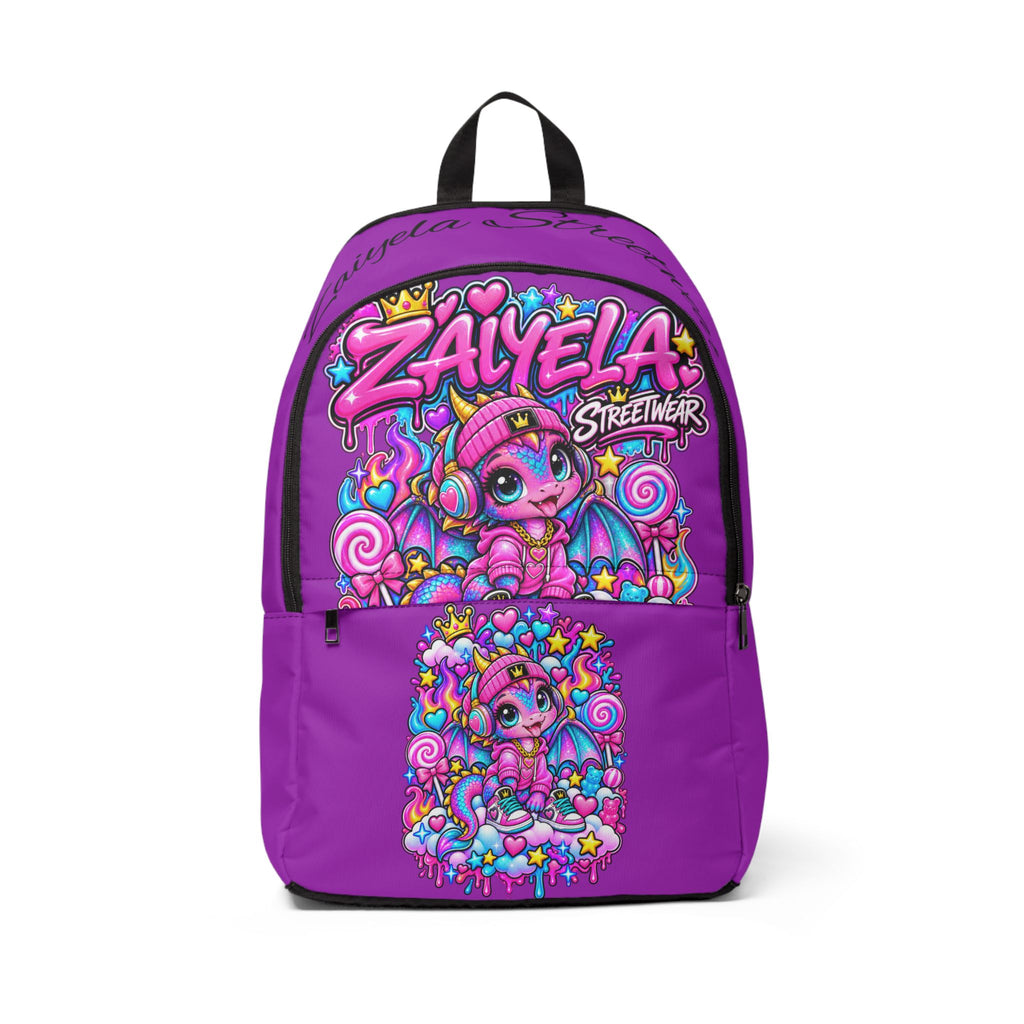 Zalyela Streetwear Purple Cute Dragon Backpack - Kids School Bag
