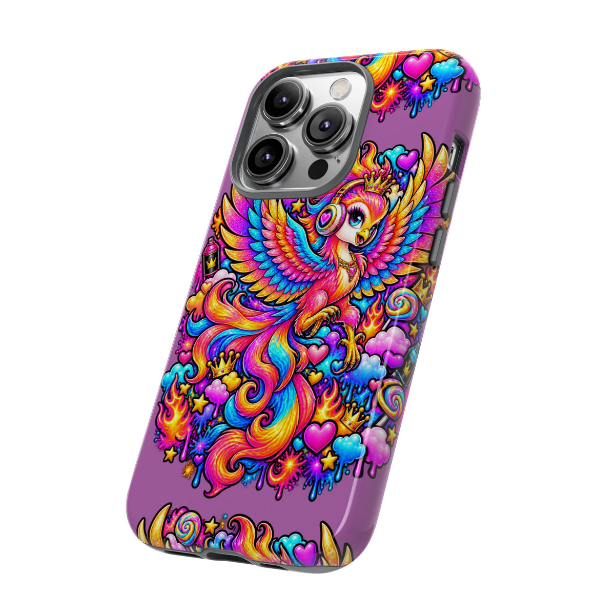 Phone Case — Vibrant Rainbow Phoenix with Headphones