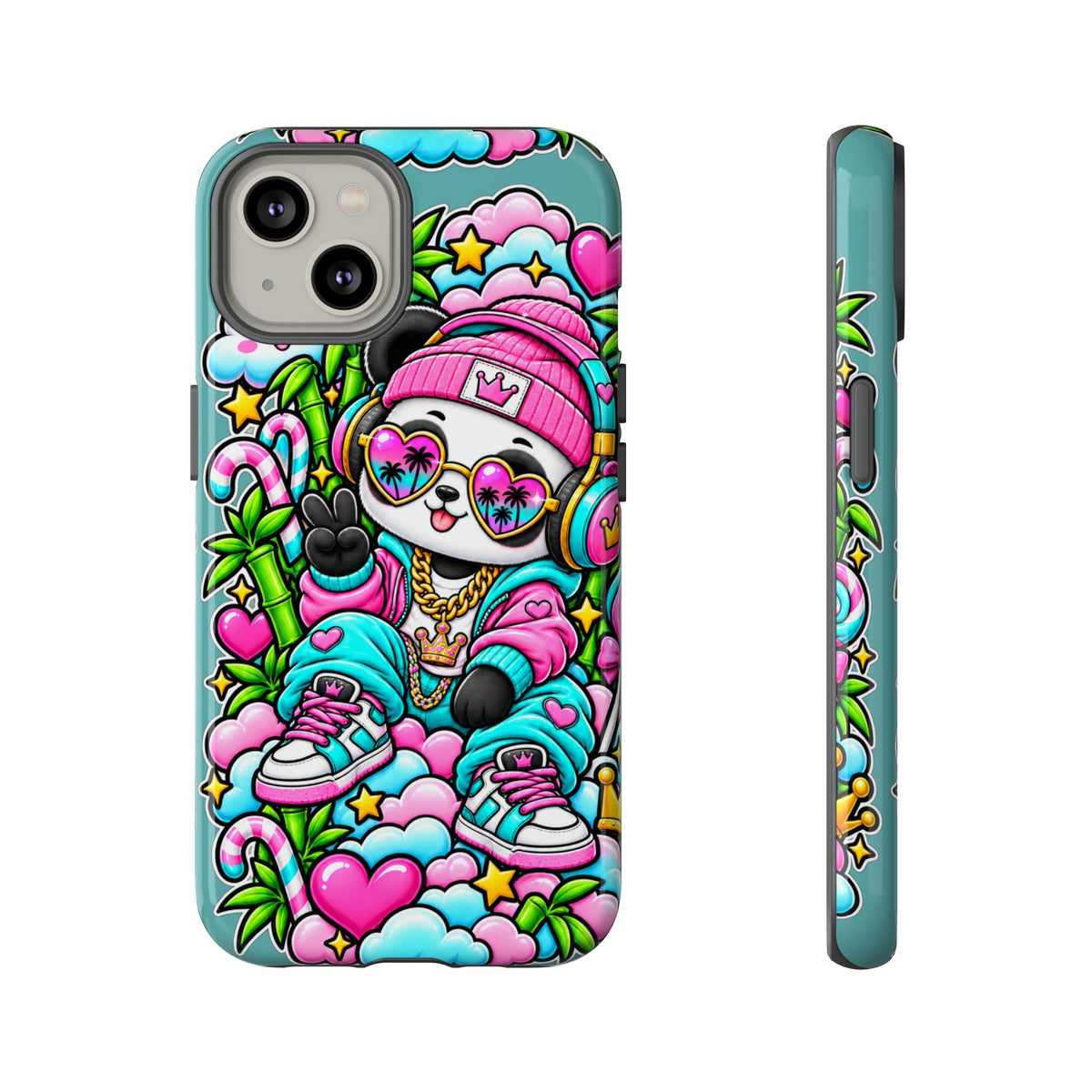 Cute Panda Phone Case Glam Panda Tropical Design