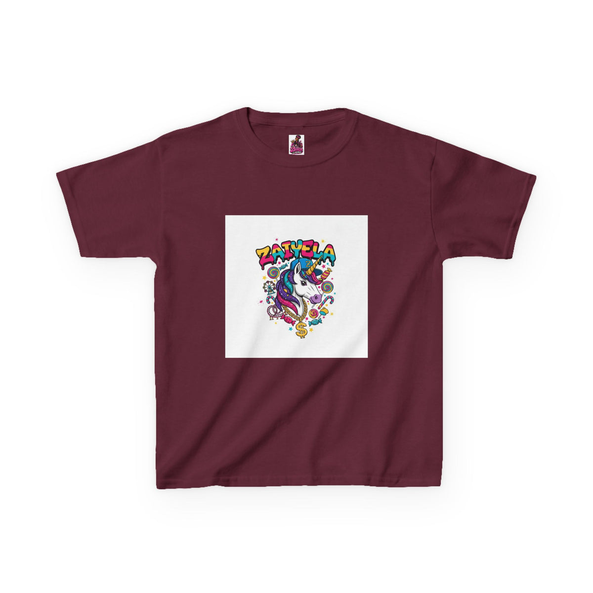 Kids T-Shirt  Colorful Unicorn Graphic  Zaiyela Cute Rainbow Tee for Girls & Boys