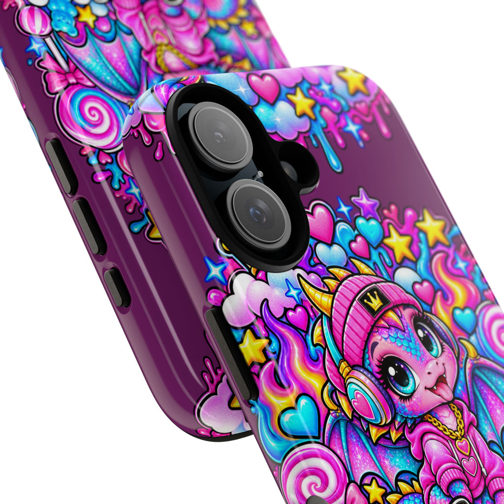 Cute Dragon Phone Case Purple Heart Crown Design