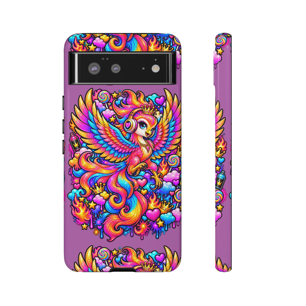 Phone Case — Vibrant Rainbow Phoenix with Headphones