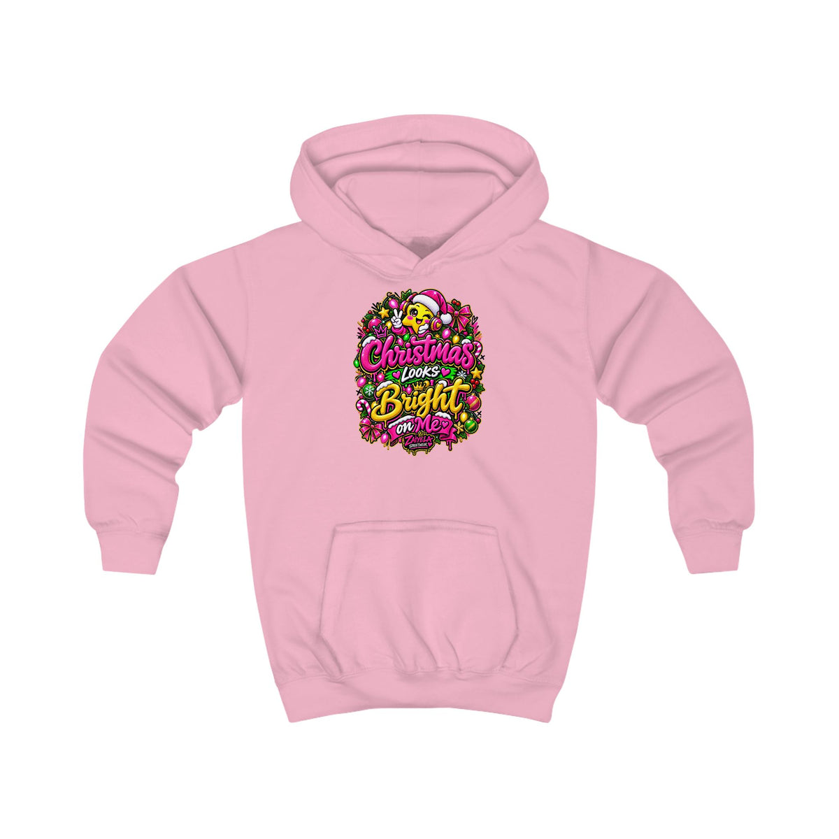 Kids HoodieChristmas Looks Bright on Me Holiday Graphic Hoodie for Children