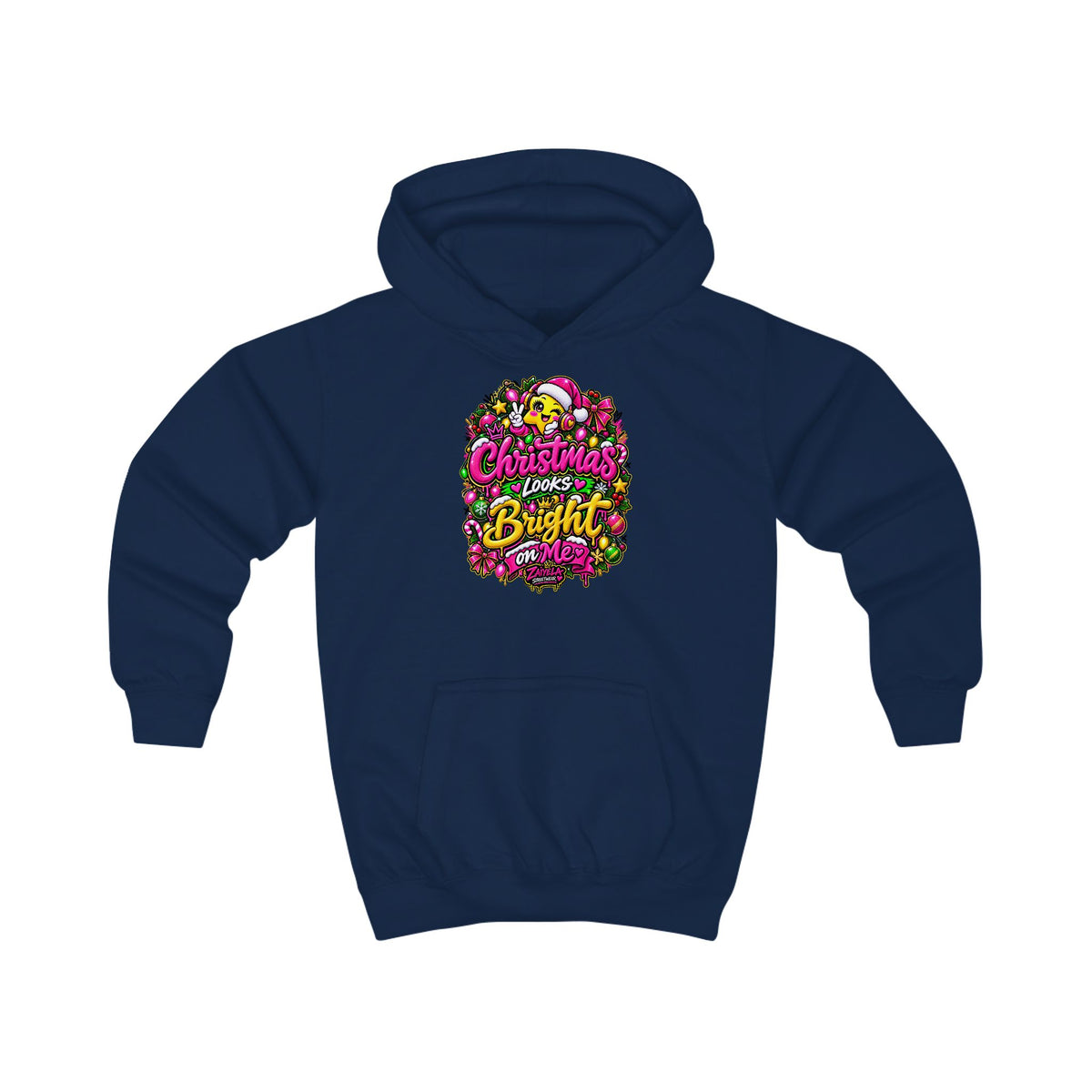 Kids HoodieChristmas Looks Bright on Me Holiday Graphic Hoodie for Children