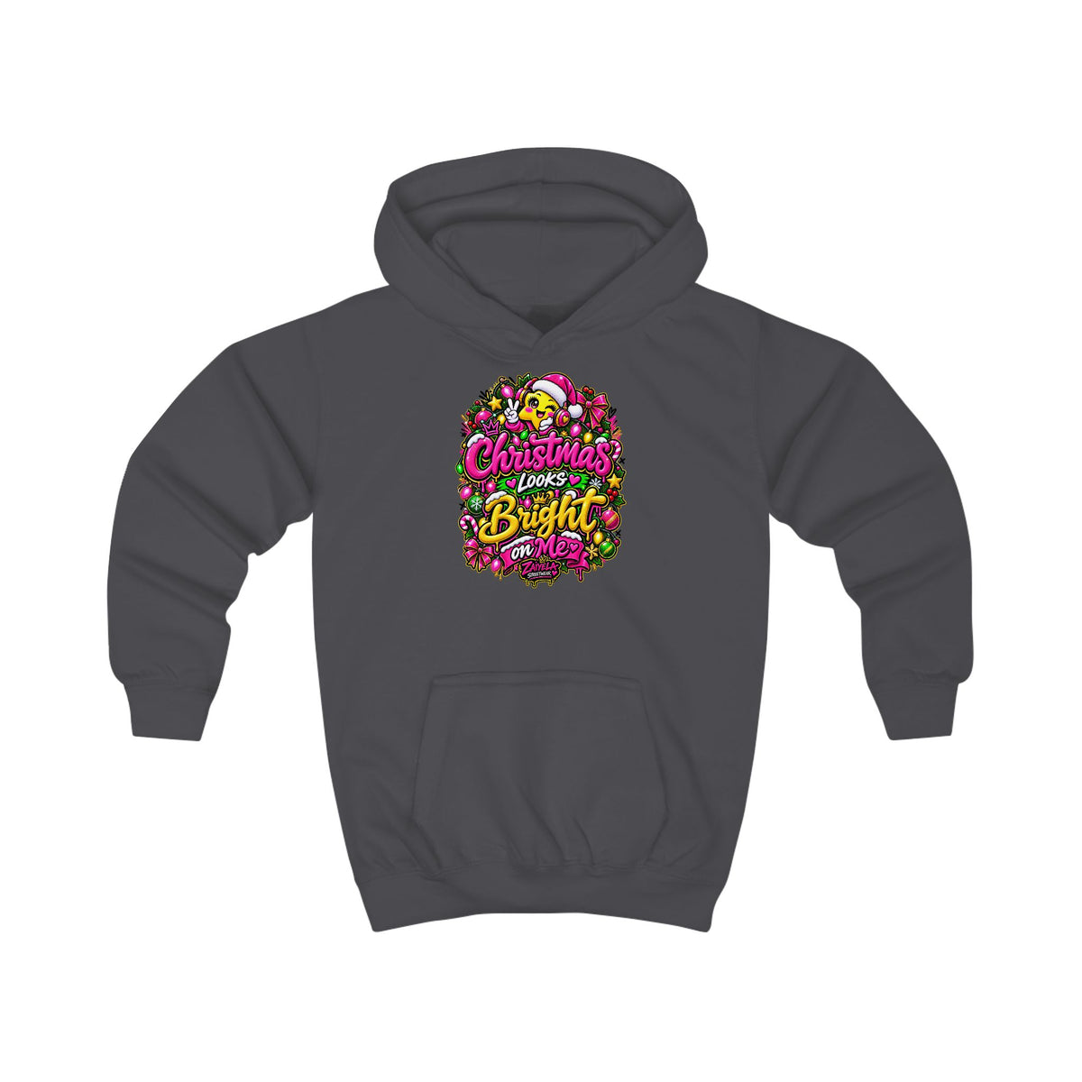Kids HoodieChristmas Looks Bright on Me Holiday Graphic Hoodie for Children