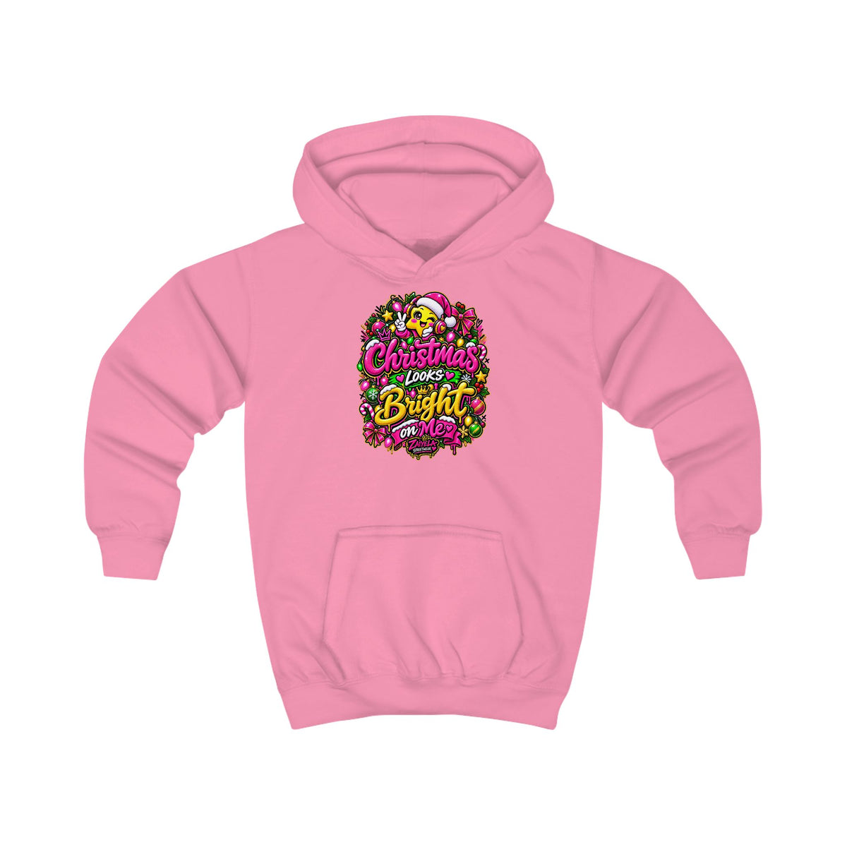 Kids HoodieChristmas Looks Bright on Me Holiday Graphic Hoodie for Children