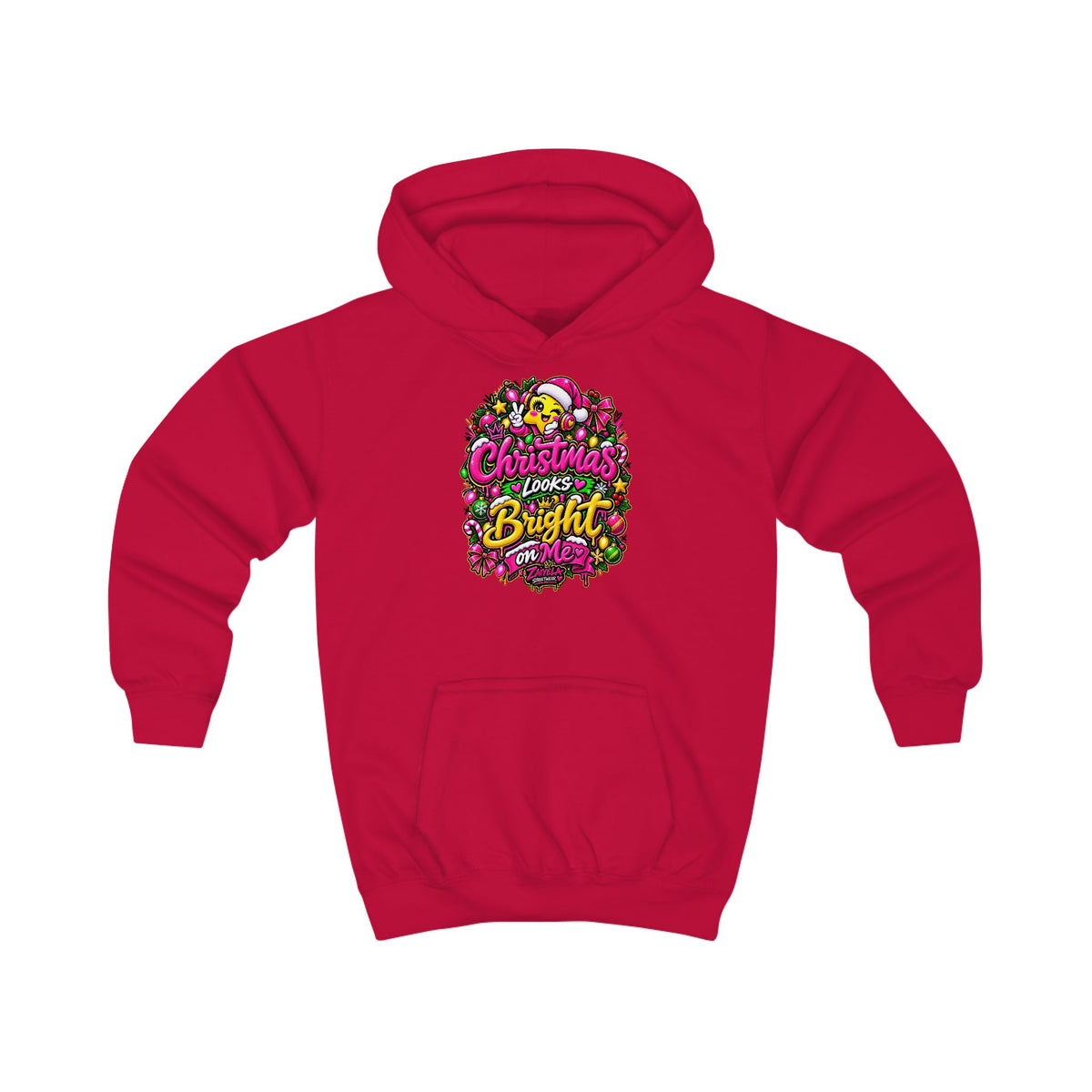 Kids HoodieChristmas Looks Bright on Me Holiday Graphic Hoodie for Children