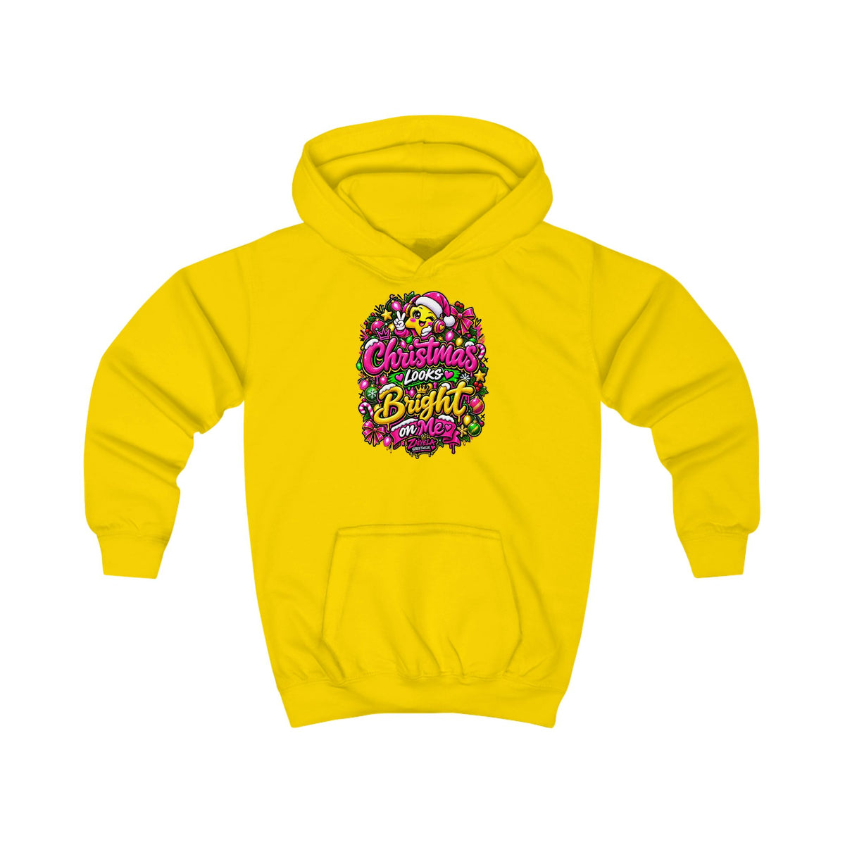 Kids HoodieChristmas Looks Bright on Me Holiday Graphic Hoodie for Children