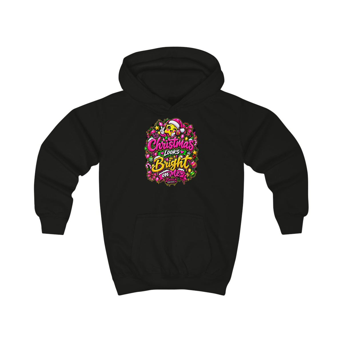 Kids HoodieChristmas Looks Bright on Me Holiday Graphic Hoodie for Children