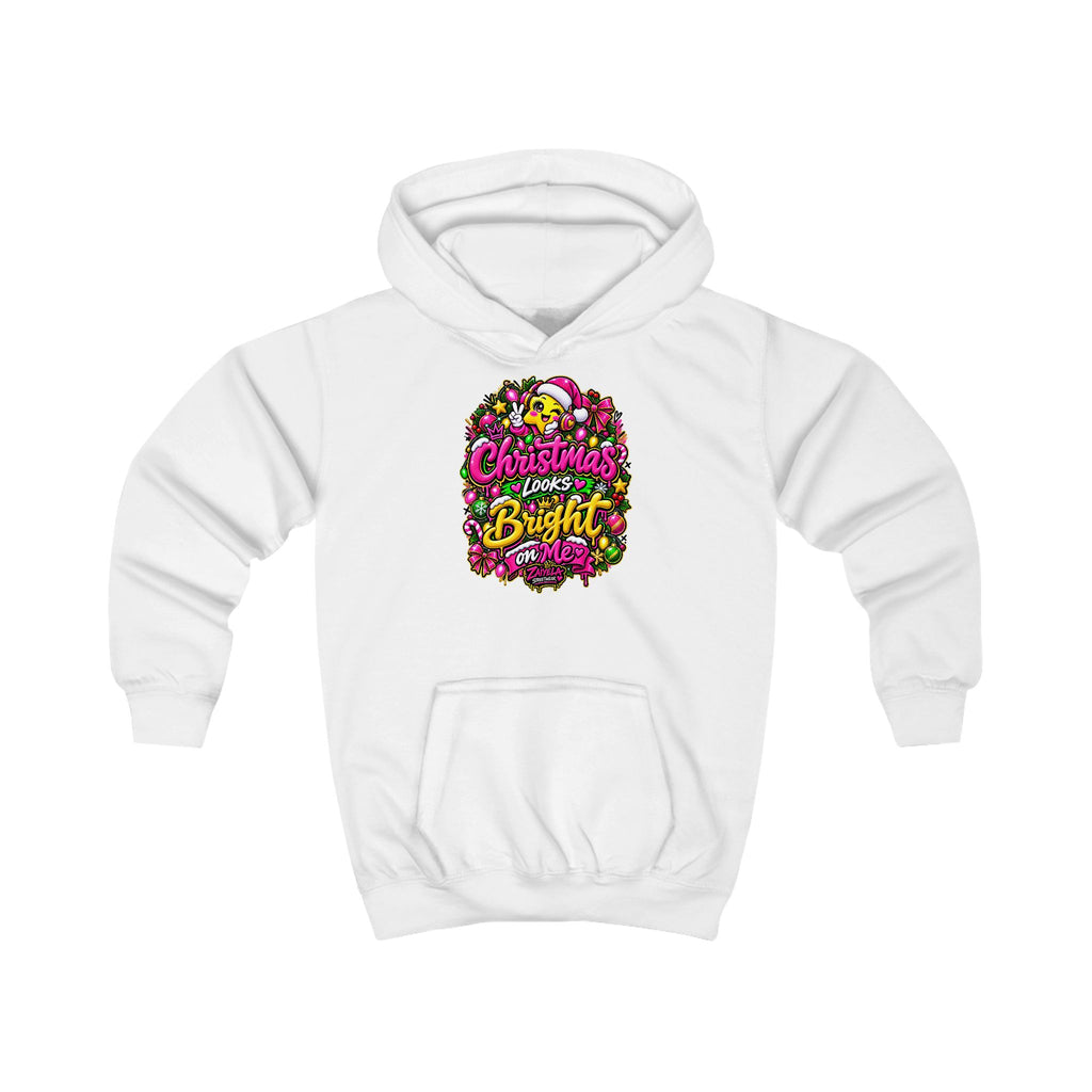 Kids HoodieChristmas Looks Bright on Me Holiday Graphic Hoodie for Children