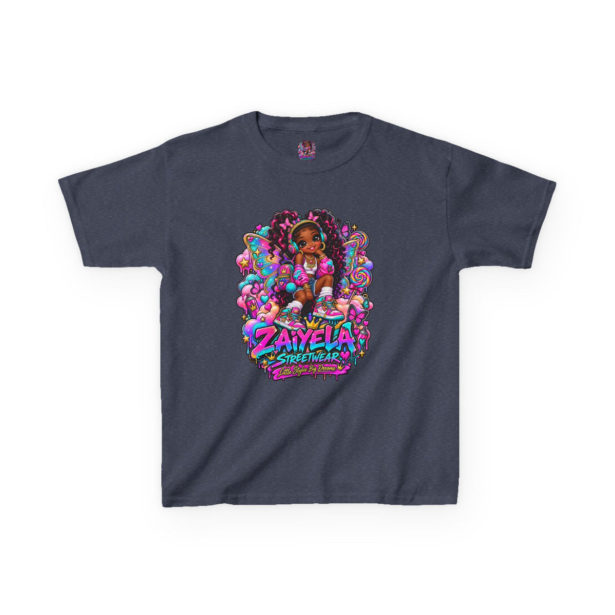Kids T‑Shirt — Colorful Fairy Streetwear Princess Cartoon Girl Graphic Shirt for Kids