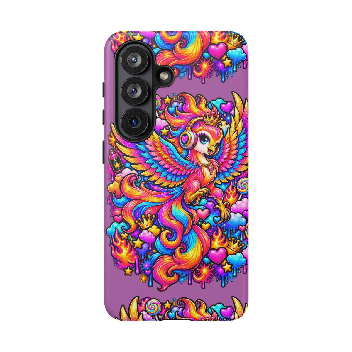 Phone Case — Vibrant Rainbow Phoenix with Headphones