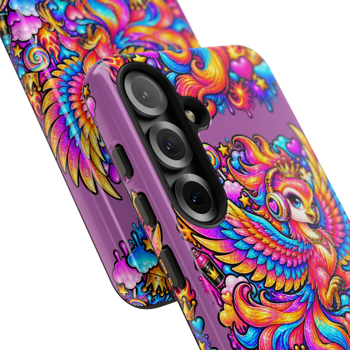 Phone Case — Vibrant Rainbow Phoenix with Headphones