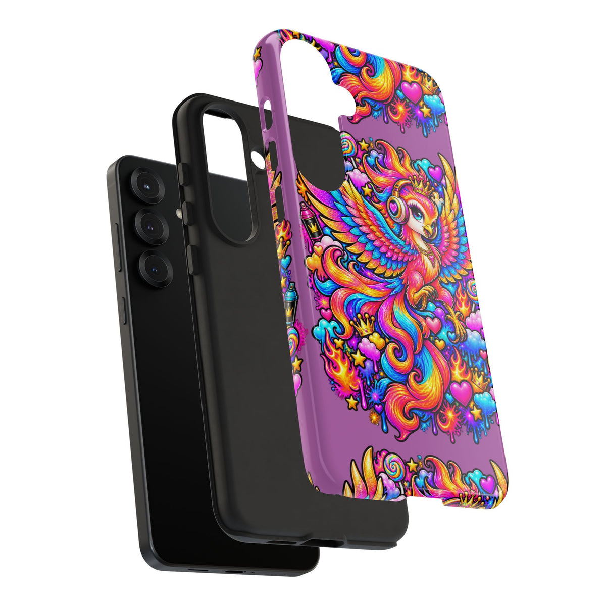 Phone Case — Vibrant Rainbow Phoenix with Headphones