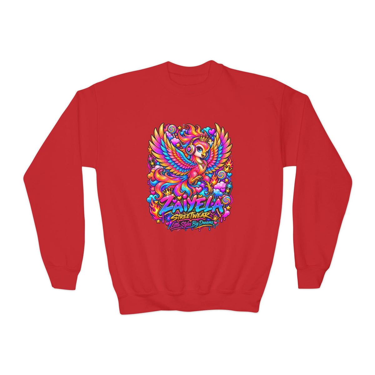 Youth Crewneck Sweatshirt — Colorful  Phoenix Graphic