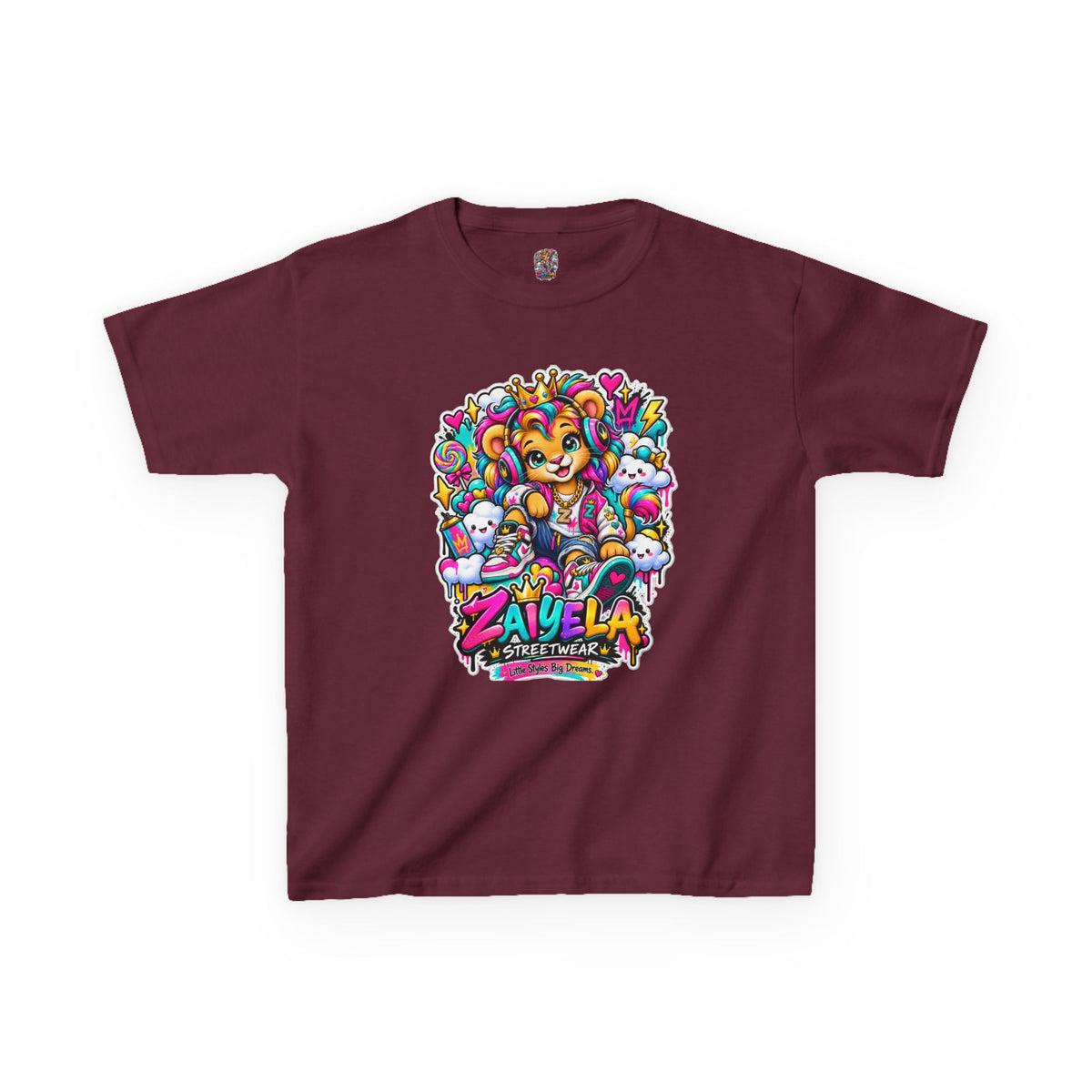 Kids Tee — Colorful Cartoon Rainbow Lion Cub Graphic