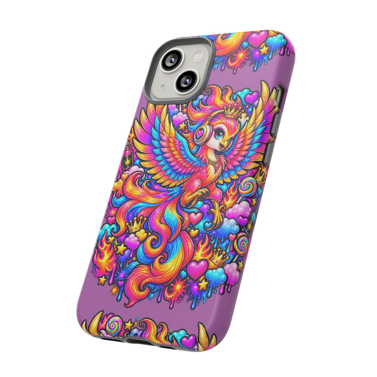 Phone Case — Vibrant Rainbow Phoenix with Headphones