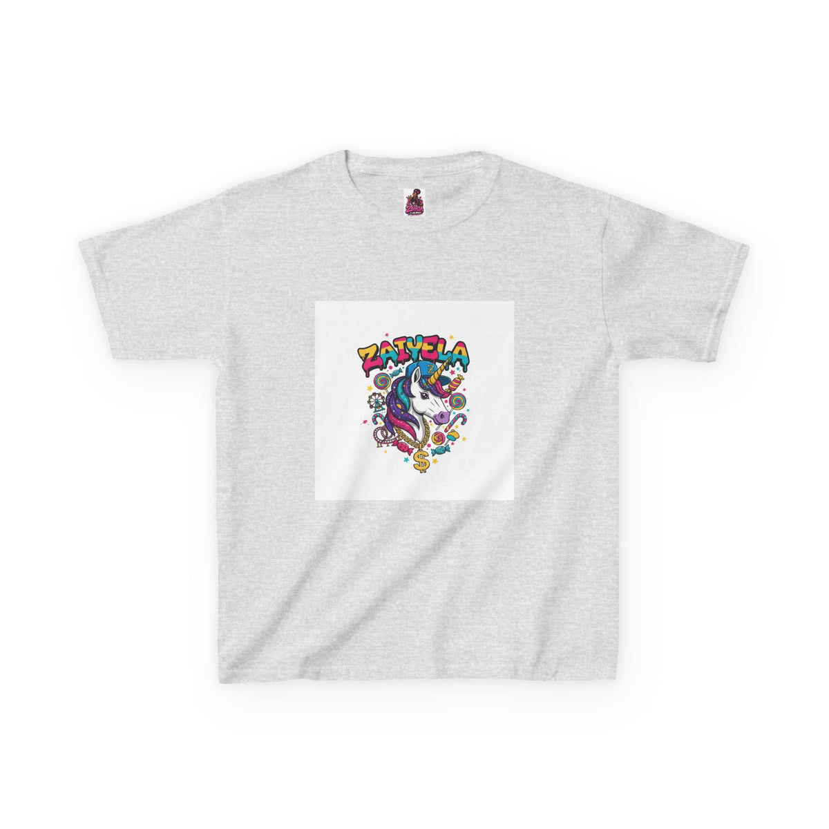 Kids T-Shirt  Colorful Unicorn Graphic  Zaiyela Cute Rainbow Tee for Girls & Boys