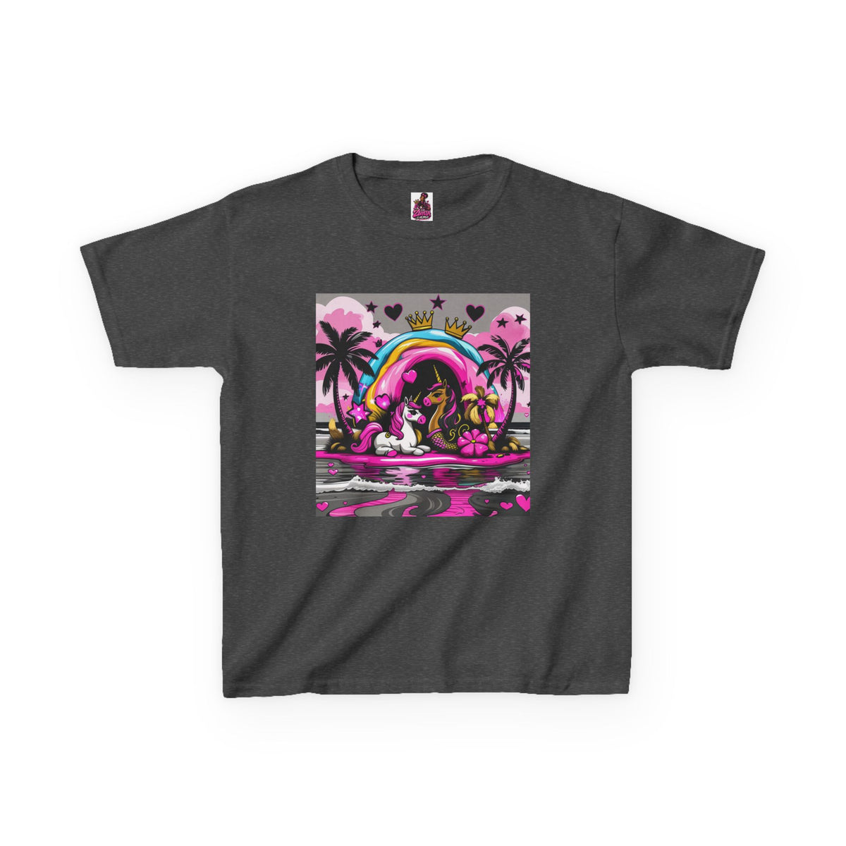 Kids Unicorn Rainbow Tee  Cute Pink Fantasy Graphic T-Shirt for Girls