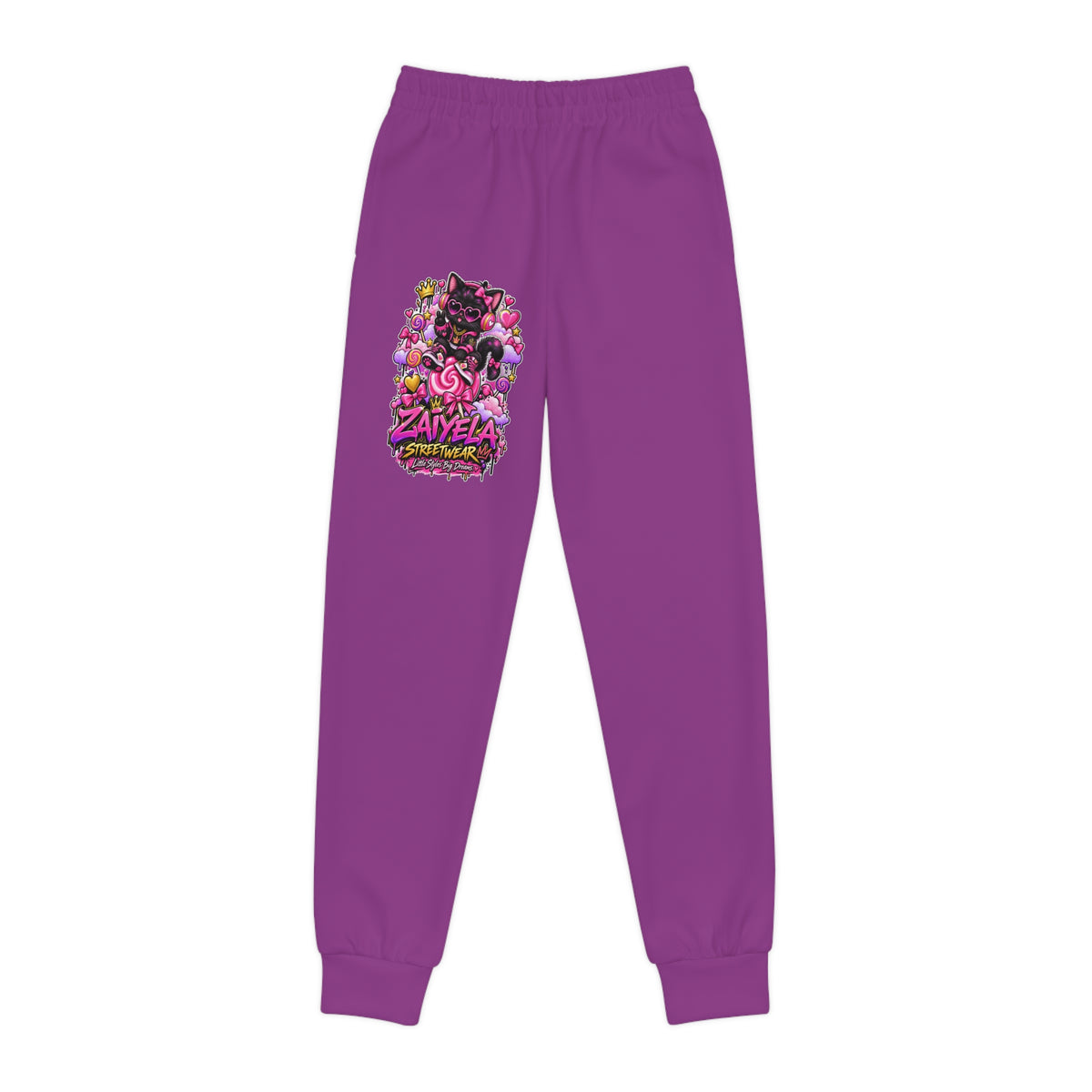 Youth Joggers — Pink Floral Unicorn Graphic Sweatpants Magical Kitty